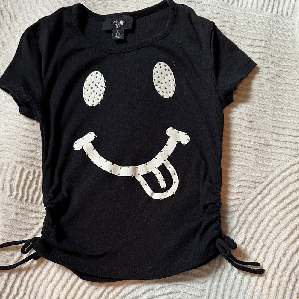 In Girl Kids' Tee with Smiley Sequence Design 7